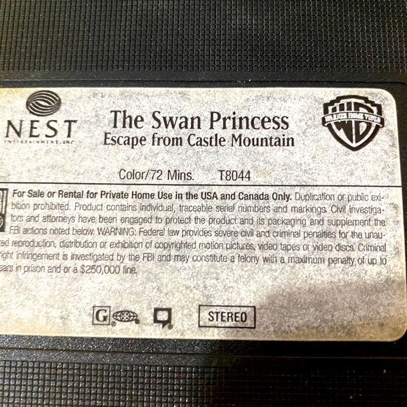 THE SWAN PRINCESS WARNER BROS. VTG 90s ESCAPE FROM CASTLE MOUNTAIN VHS VIDEO - Picture 8 of 13